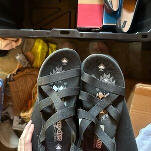 Skechers Black Slip-On Sandals